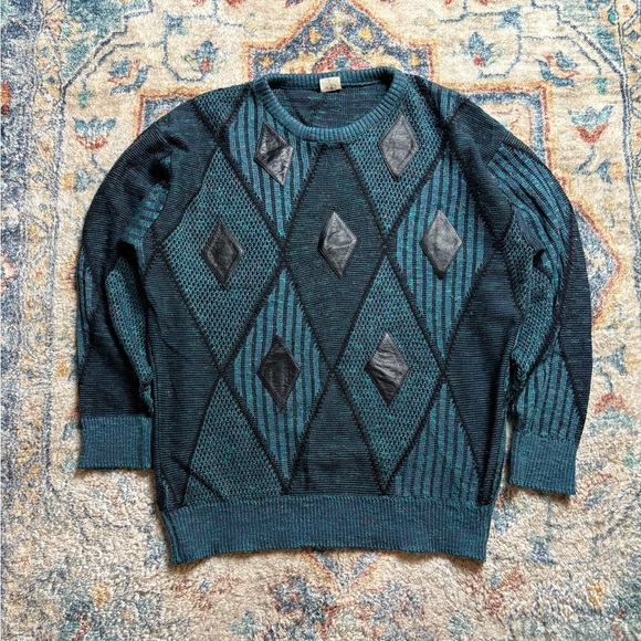 Vintage 80s St. Michael Diamonds Pullover Sweater Large - Picture 1 of 4